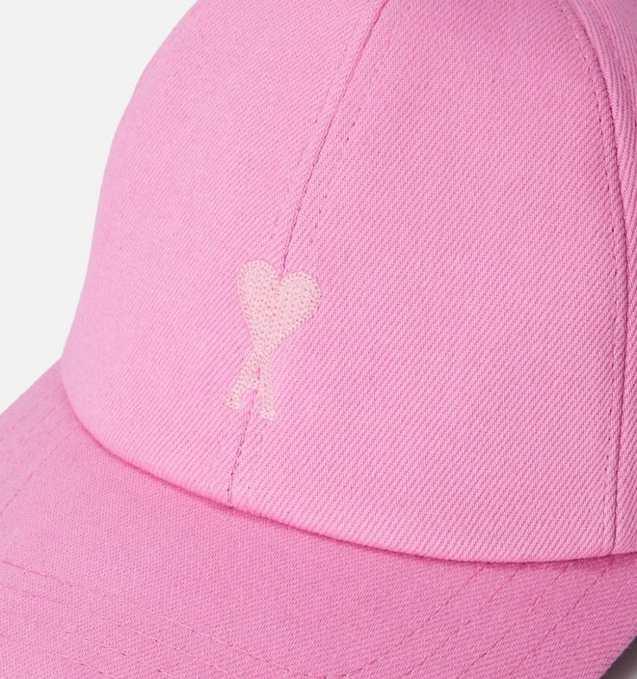 Ami Paris Tonal Ami de Coeur Embroidery Caps Pink | ami_US479