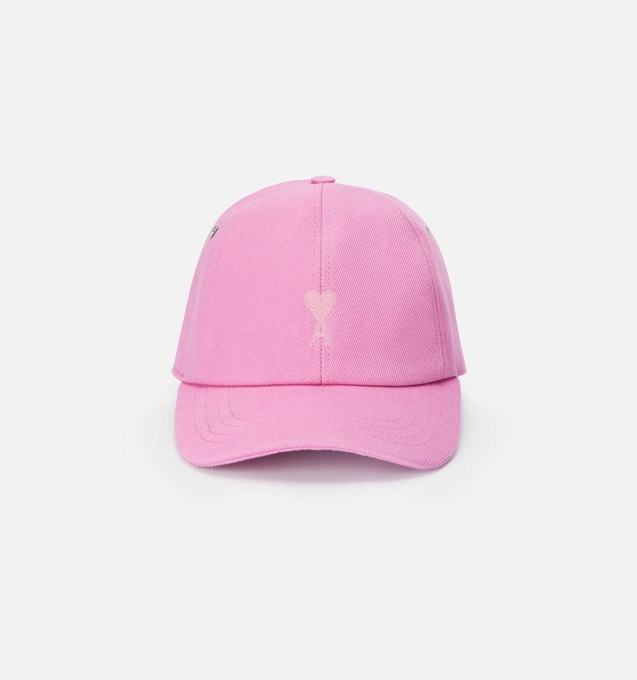 Ami Paris Tonal Ami de Coeur Embroidery Caps Pink | ami_US479