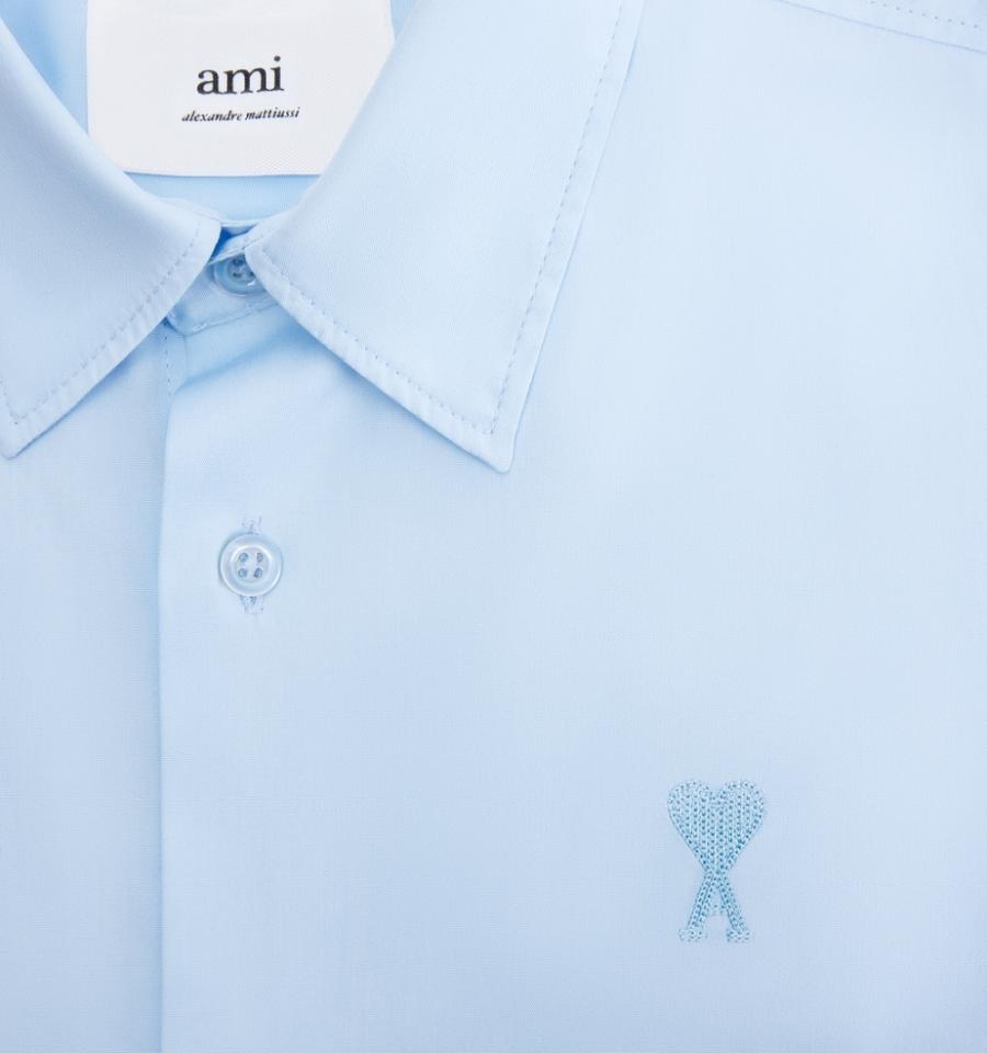 Ami Paris Tonal Ami de Coeur Shirts Blue | ami_US274