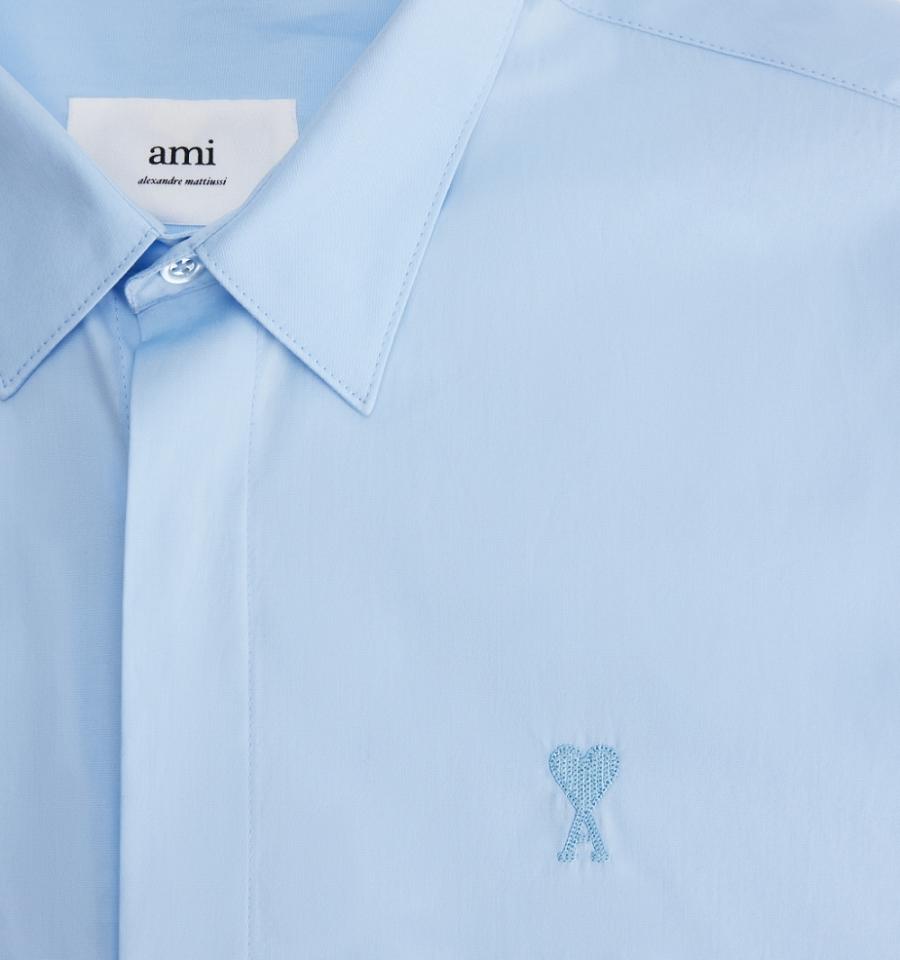 Ami Paris Tonal Ami de Coeur Shirts Blue | ami_US397