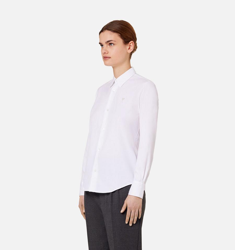 Ami Paris Tonal Ami de Coeur Shirts White | ami_US342