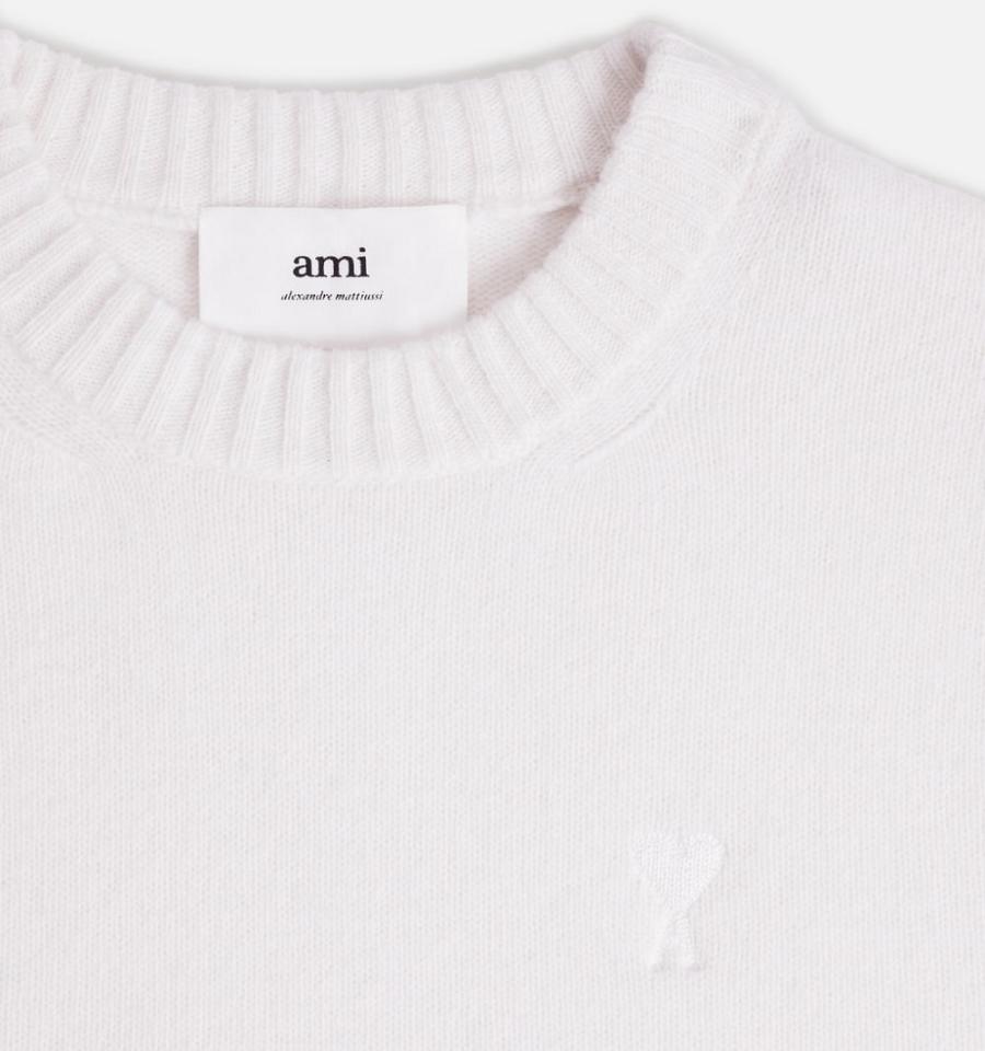 Ami Paris Tonal Ami de Coeur Sweaters White | ami_US269