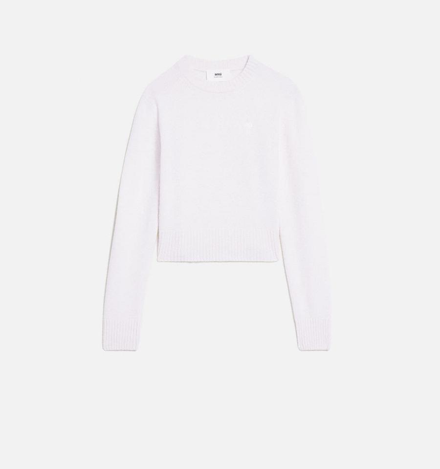 Ami Paris Tonal Ami de Coeur Sweaters White | ami_US269