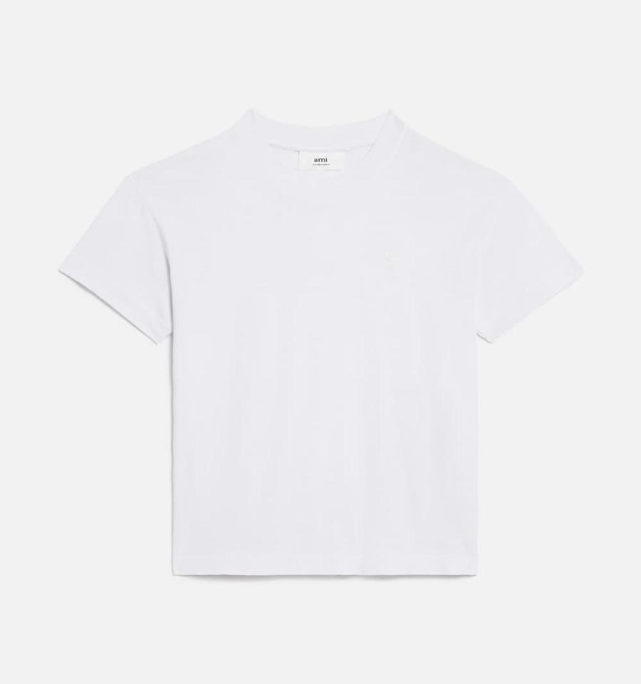 Ami Paris Tonal Ami de Coeur T Shirts White | ami_US164