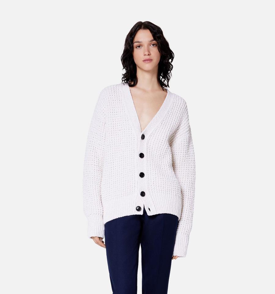 Ami Paris Waffle Knit Cardigans White | ami_US111