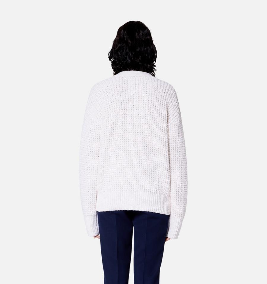 Ami Paris Waffle Knit Cardigans White | ami_US111