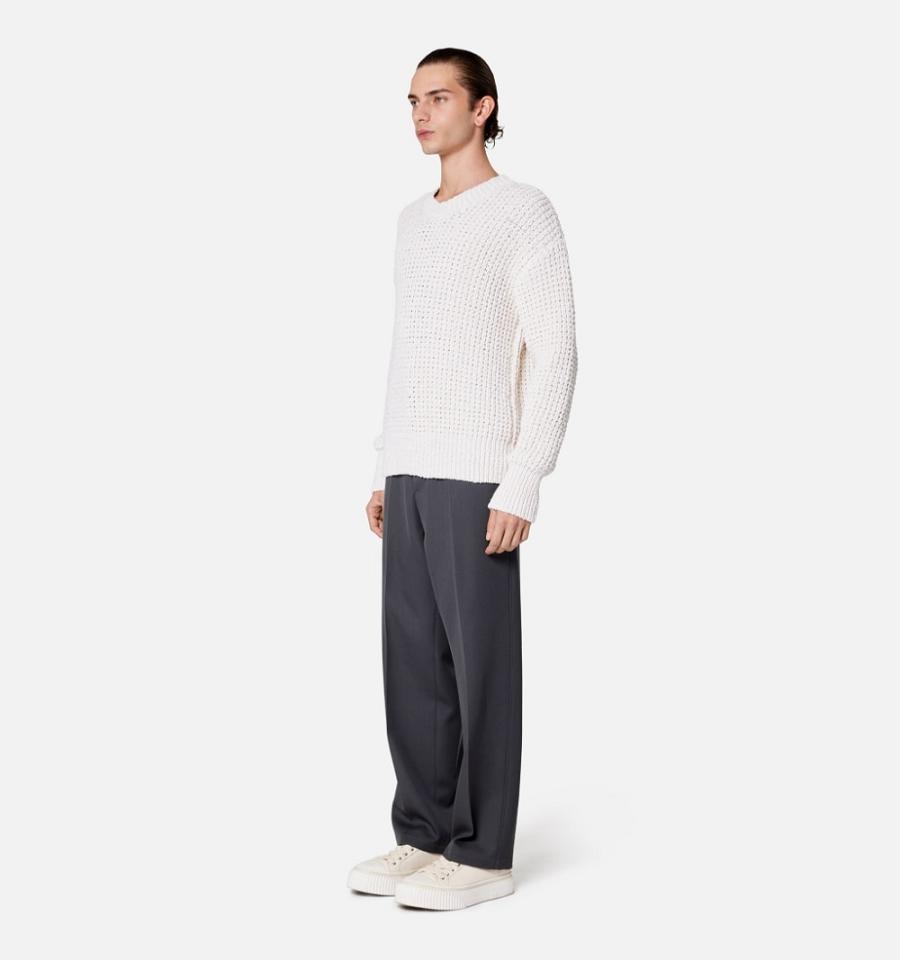 Ami Paris Waffle Knit Sweaters White | ami_US151