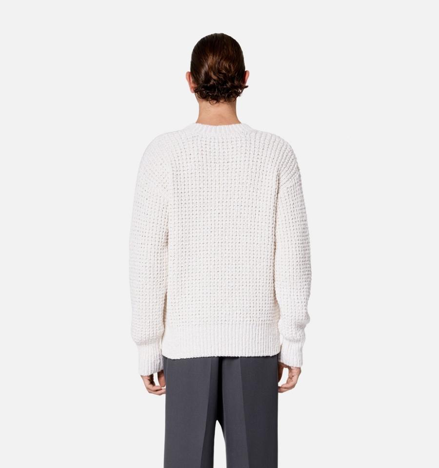 Ami Paris Waffle Knit Sweaters White | ami_US151