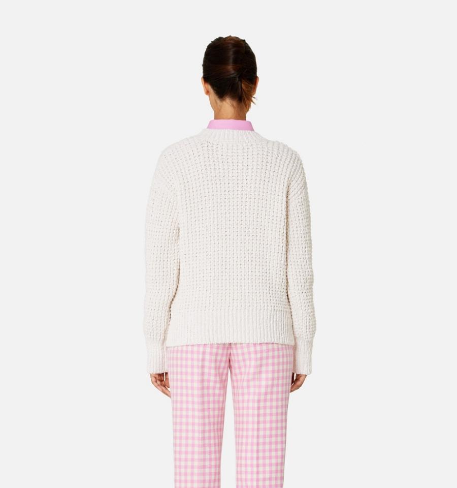 Ami Paris Waffle Knit Sweaters White | ami_US158