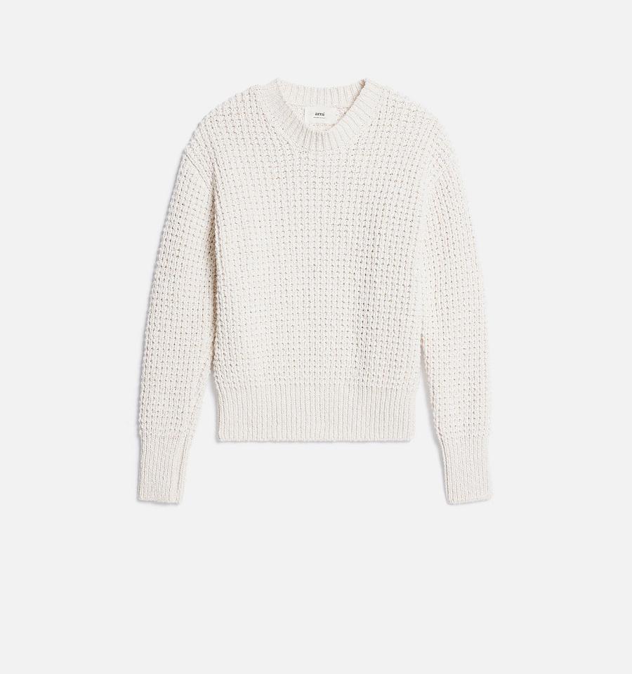 Ami Paris Waffle Knit Sweaters White | ami_US158