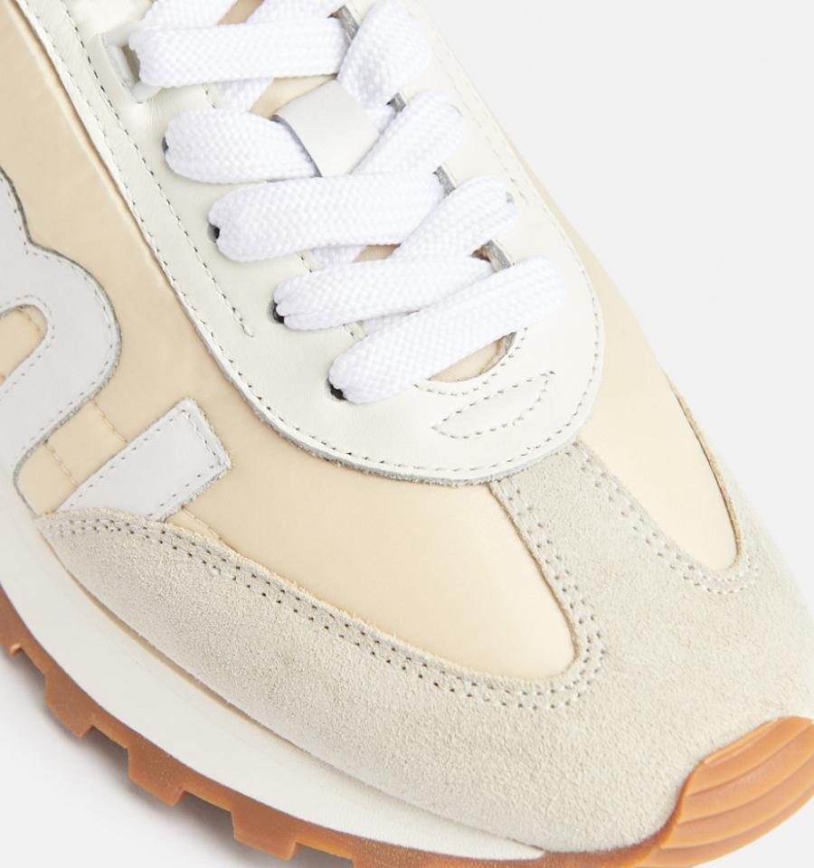 Ami Paris logo-patch panelled Sneakers Beige | ami_US235